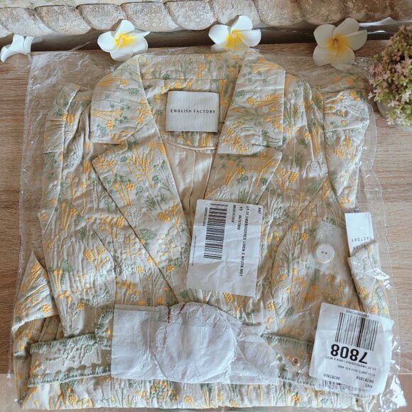 English Factory Puff-Sleeve Embroidered Belted Jacket XS - Picture 5 of 5